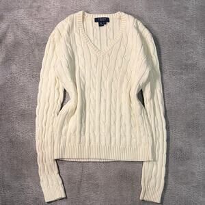 White Chaps Chunky Cable Knit Sweater